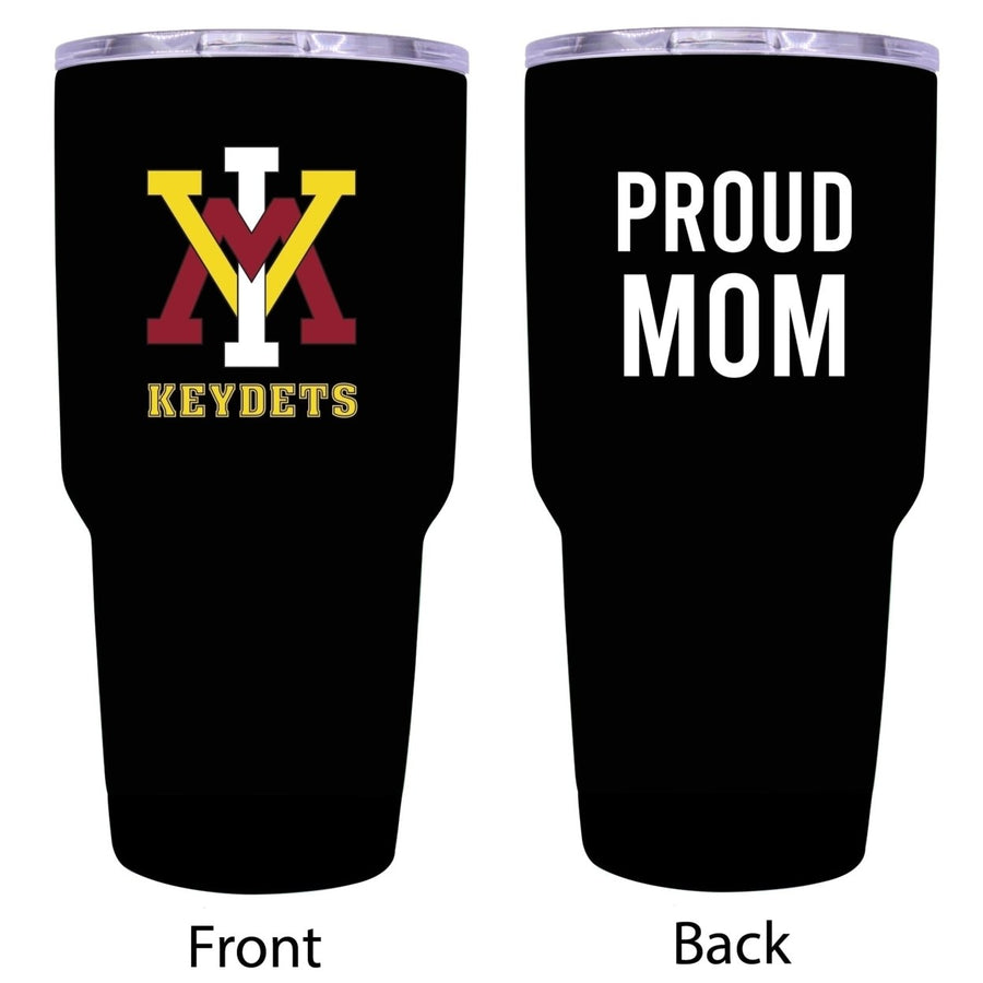 R and R Imports VMI Keydets Proud Mom 24 oz Insulated Stainless Steel Tumblers Black. Image 1