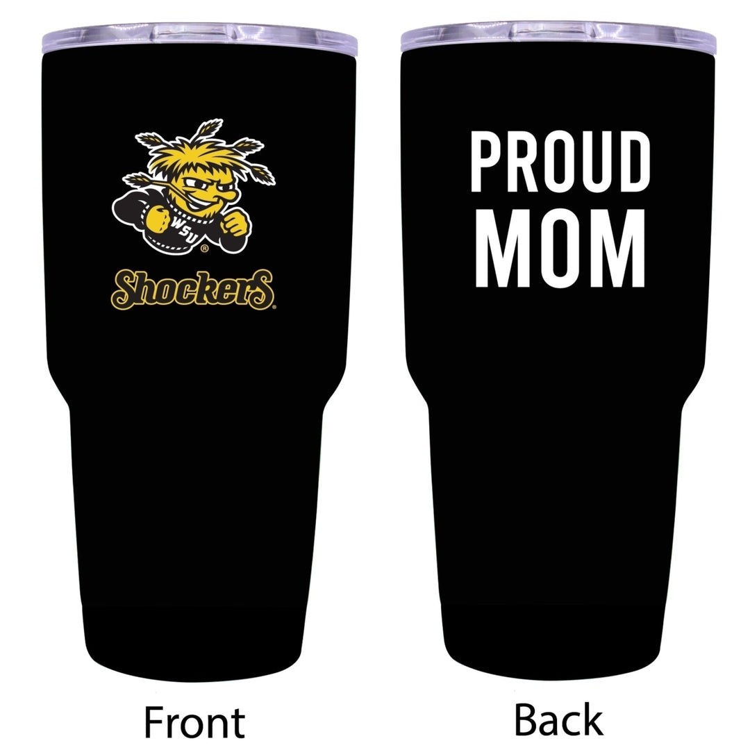 R and R Imports Wichita State Shockers Proud Mom 24 oz Insulated Stainless Steel Tumblers Black. Image 1