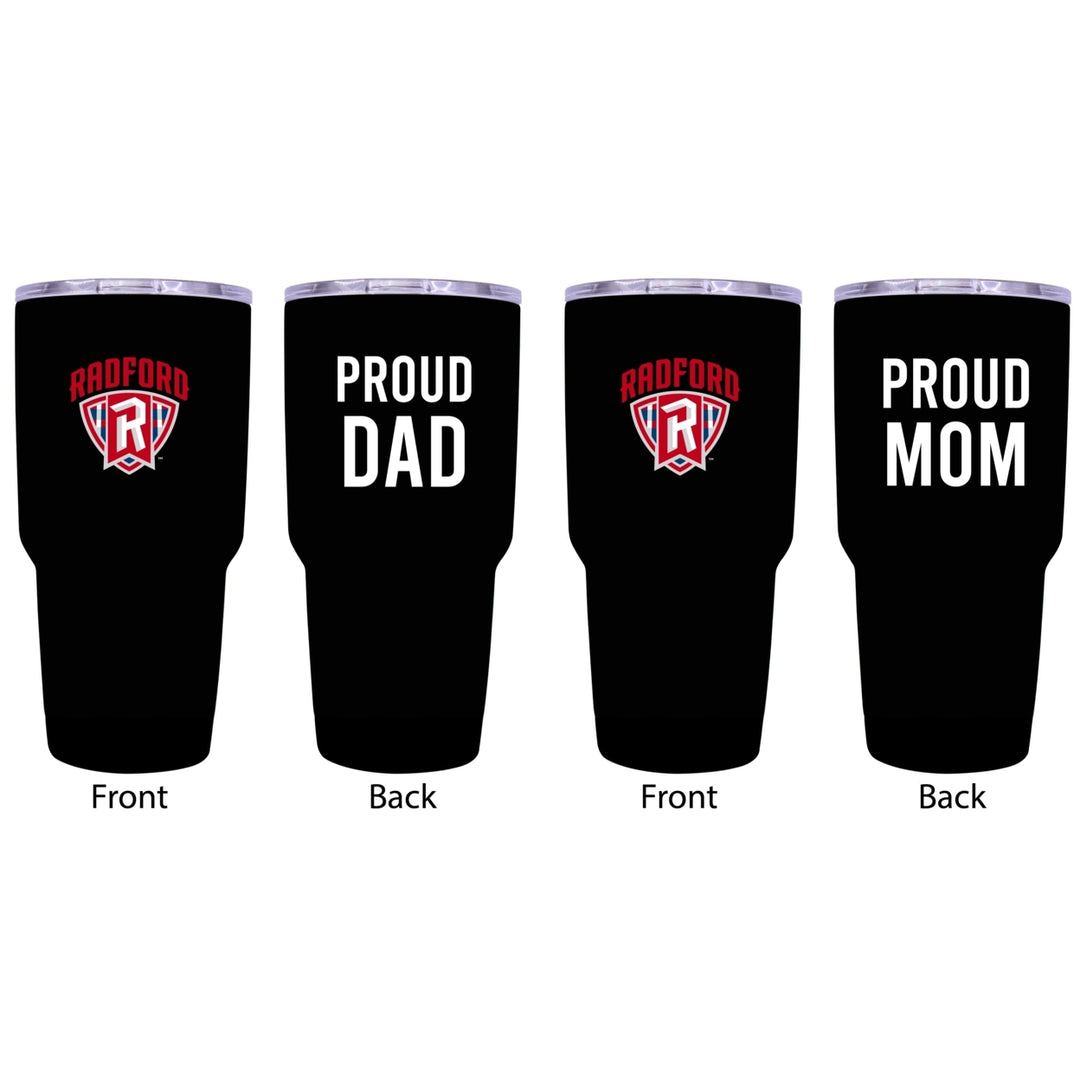 Radford University Highlanders Proud Parent 24 oz Insulated Tumblers Set - Black Mom and Dad Edition Image 1