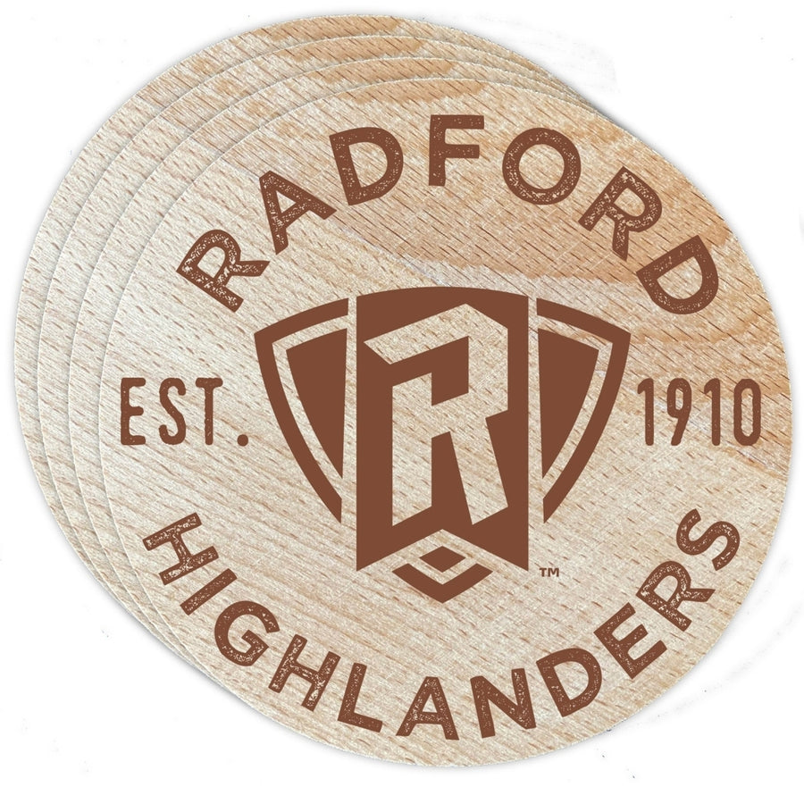 Radford University Highlanders Officially Licensed Wood Coasters (4-Pack) - Laser Engraved Never Fade Design Image 1