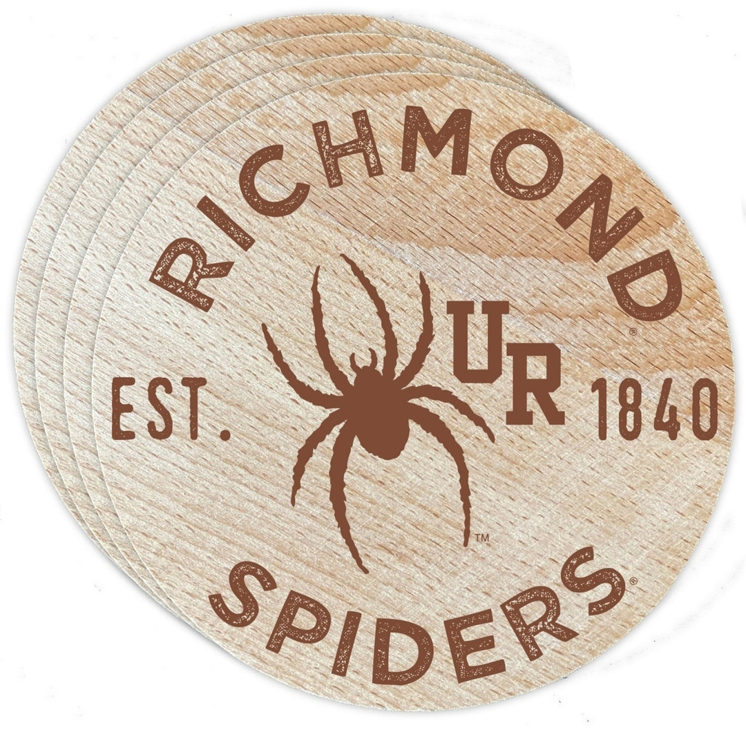 Richmond Spiders Officially Licensed Wood Coasters (4-Pack) - Laser Engraved Never Fade Design Image 1