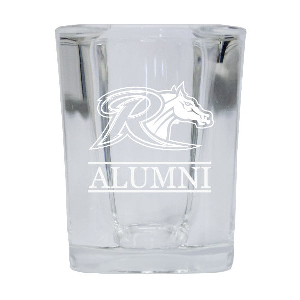 NCAA Rider University Broncs Alumni 2oz Laser Etched Square Shot Glass Image 1