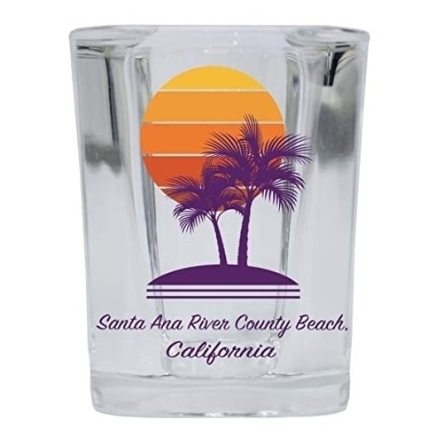 Santa Ana River County Beach California Souvenir 2 Ounce Square Shot Glass Palm Design Image 1