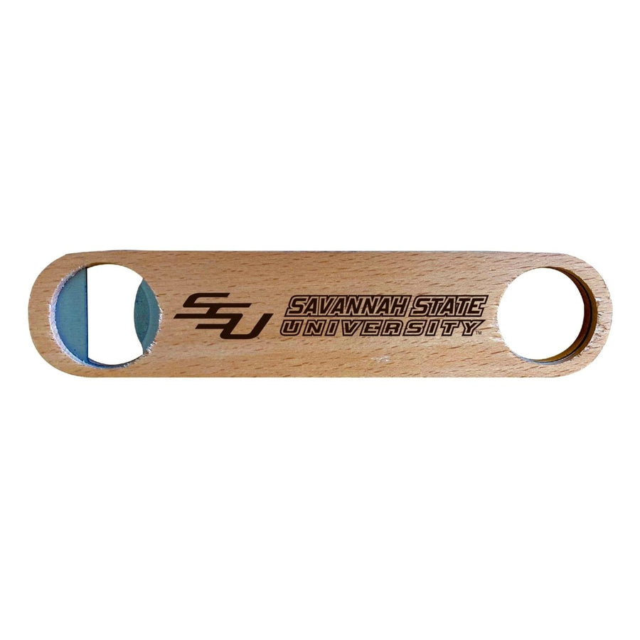 Savannah State University NCAA Elegant Laser-Etched Wooden Bottle Opener - Collegiate Bar Accessory Image 1