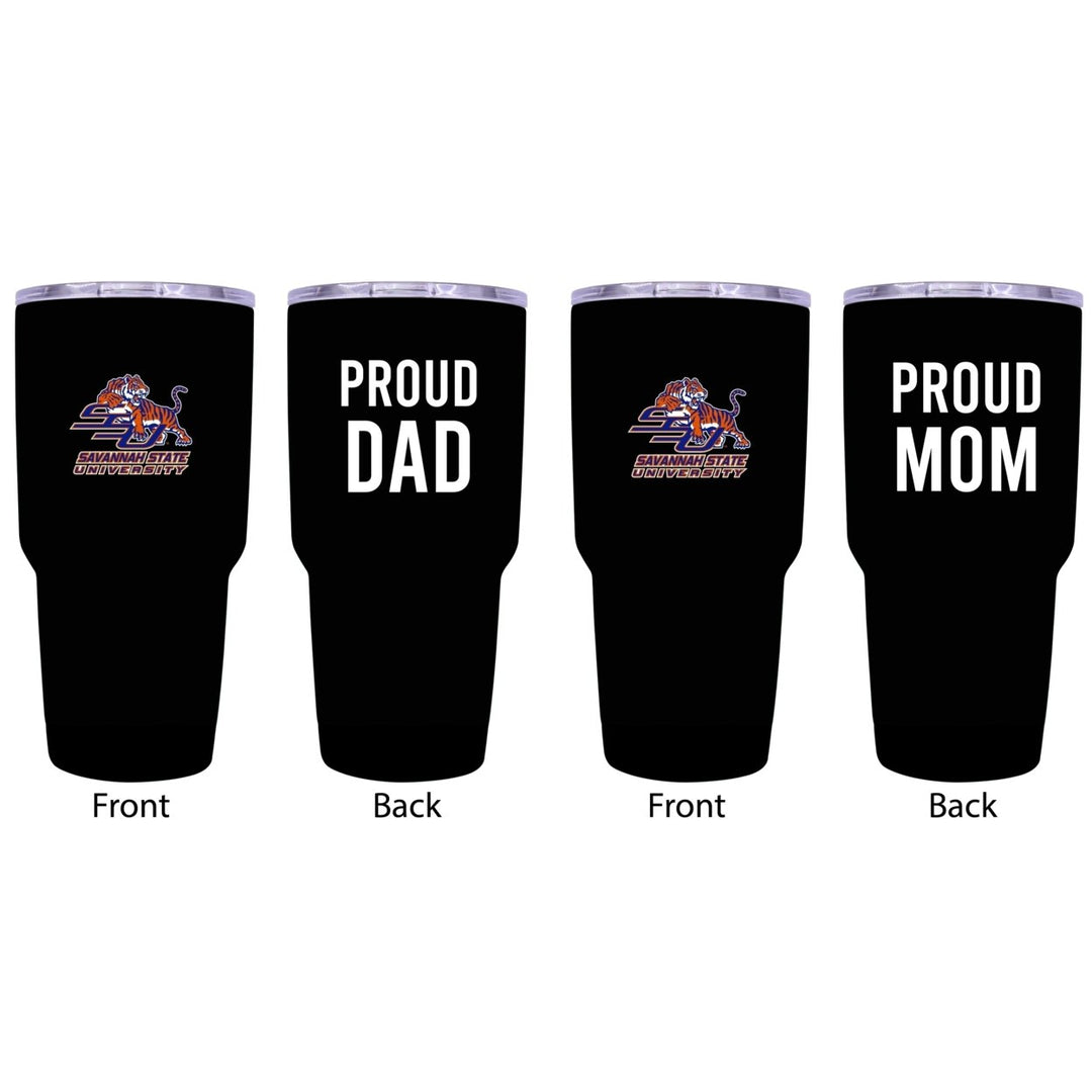 Savannah State University Proud Parent 24 oz Insulated Tumblers Set - Black Mom and Dad Edition Image 1