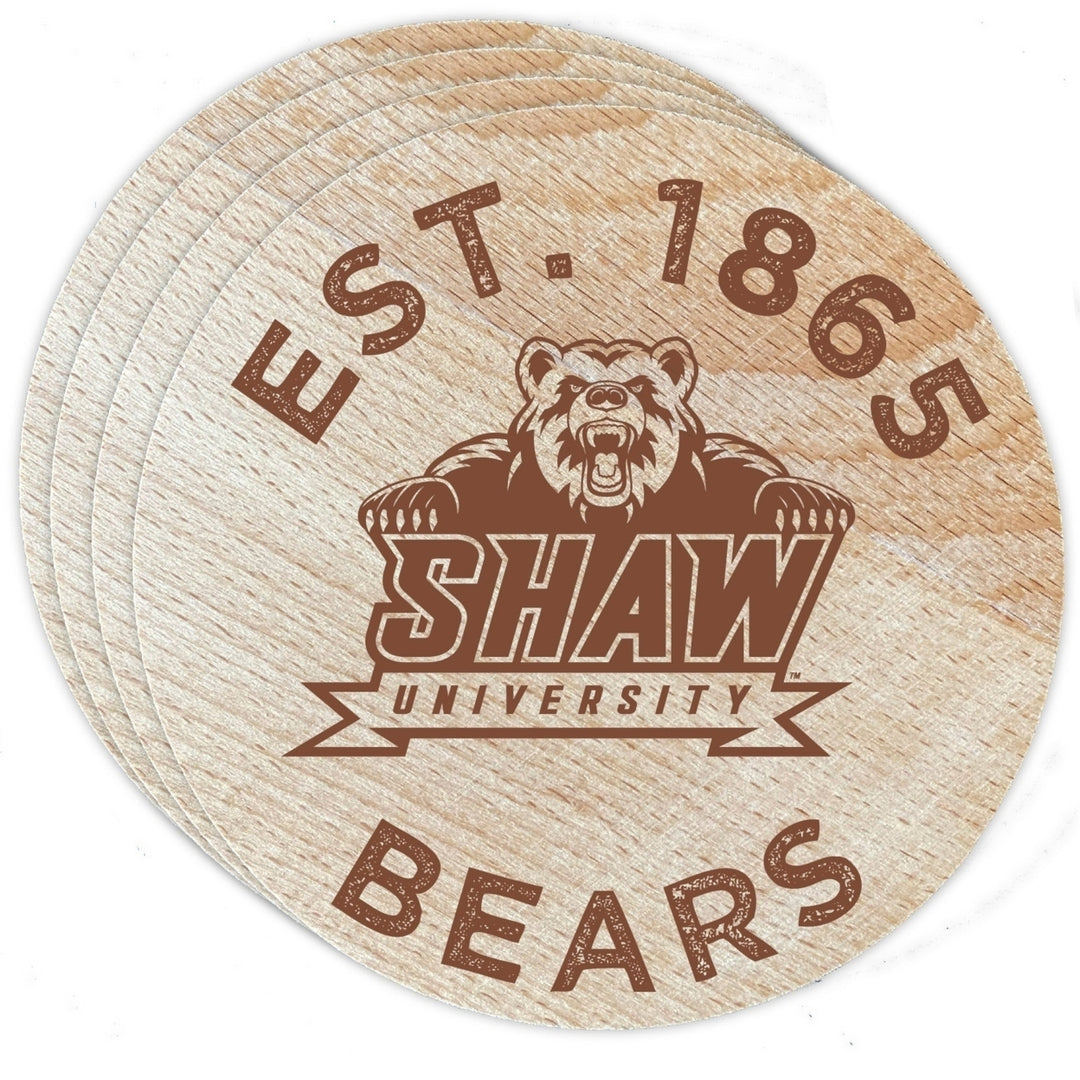 Shaw University Bears Officially Licensed Wood Coasters (4-Pack) - Laser Engraved Never Fade Design Image 1