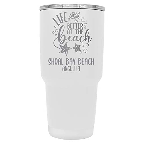 Shoal Bay Beach Anguilla Souvenir Laser Engraved 24 Oz Insulated Stainless Steel Tumbler White Image 1