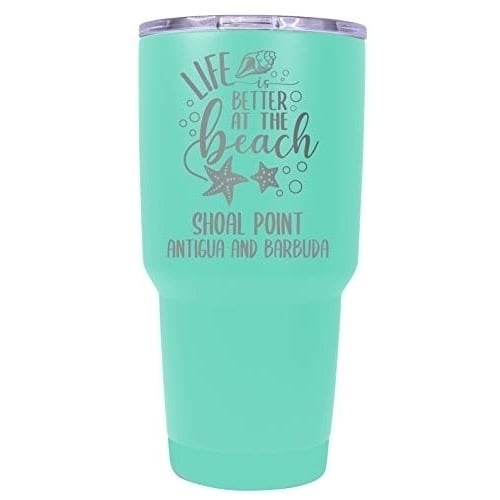 Shoal Point Antigua And Barbuda Souvenir Laser Engraved 24 Oz Insulated Stainless Steel Tumbler Seafoam Image 1