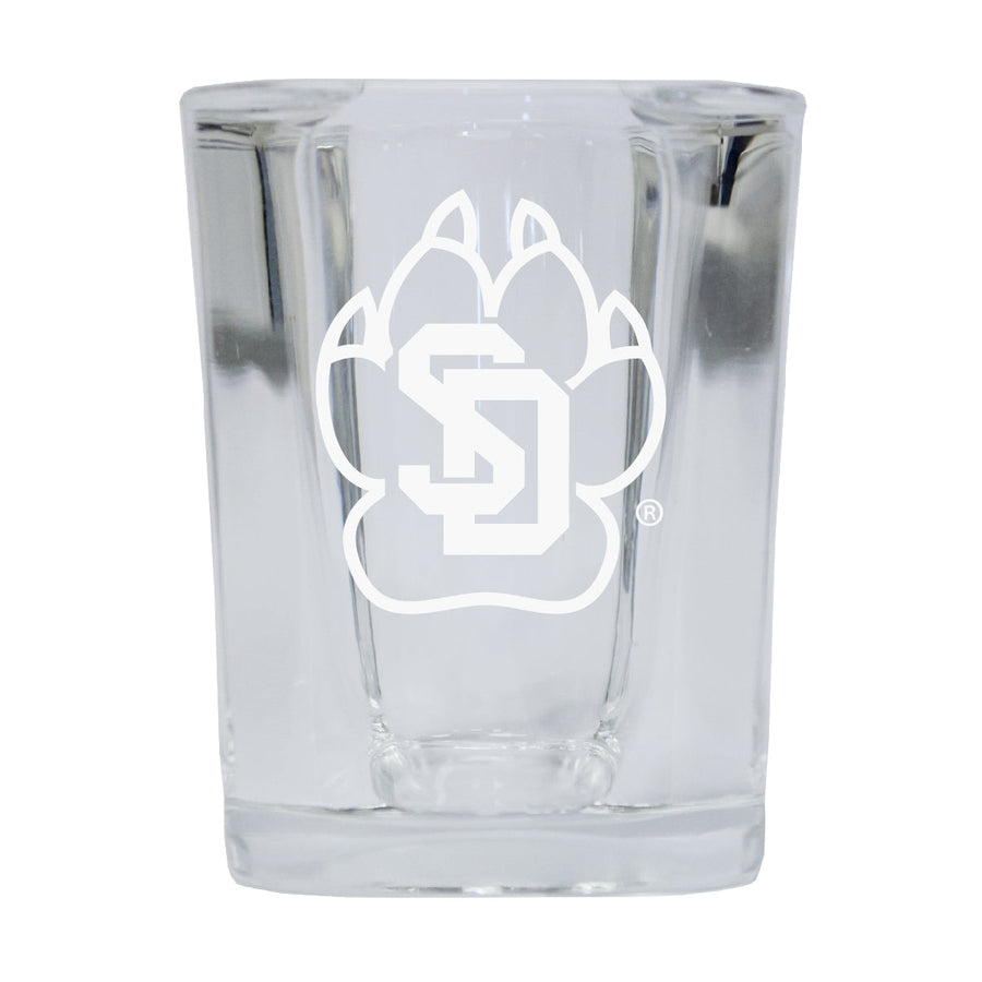 South Dakota Coyotes 2 Ounce Square Shot Glass laser etched logo Design Image 1