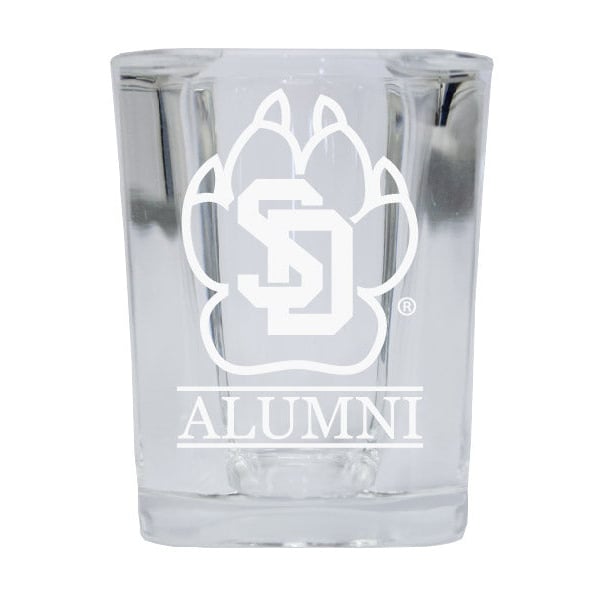 NCAA South Dakota Coyotes Alumni 2oz Laser Etched Square Shot Glass Image 1