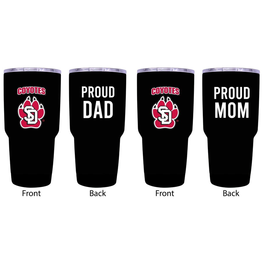 South Dakota Coyotes Proud Parent 24 oz Insulated Tumblers Set - Black Mom and Dad Edition Image 1