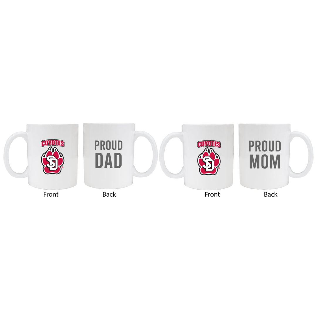 South Dakota Coyotes Proud Mom And Dad White Ceramic Coffee Mug 2 pack (White) Image 1