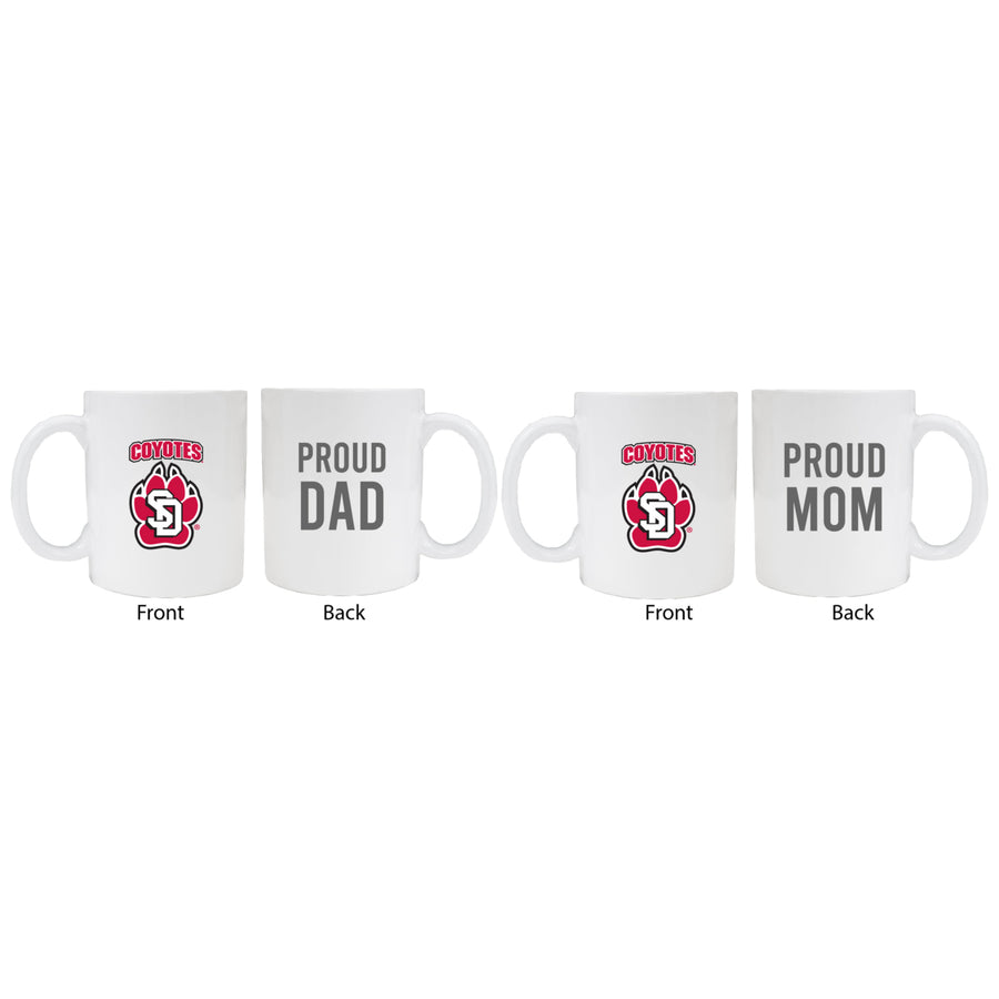 South Dakota Coyotes Proud Mom And Dad White Ceramic Coffee Mug 2 pack (White) Image 1