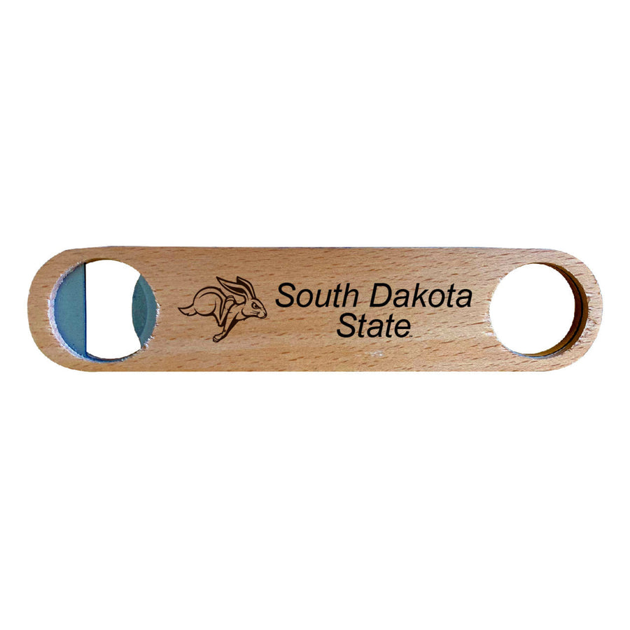 South Dakota State Jackrabbits Laser Etched Wooden Bottle Opener College Logo Design Image 1