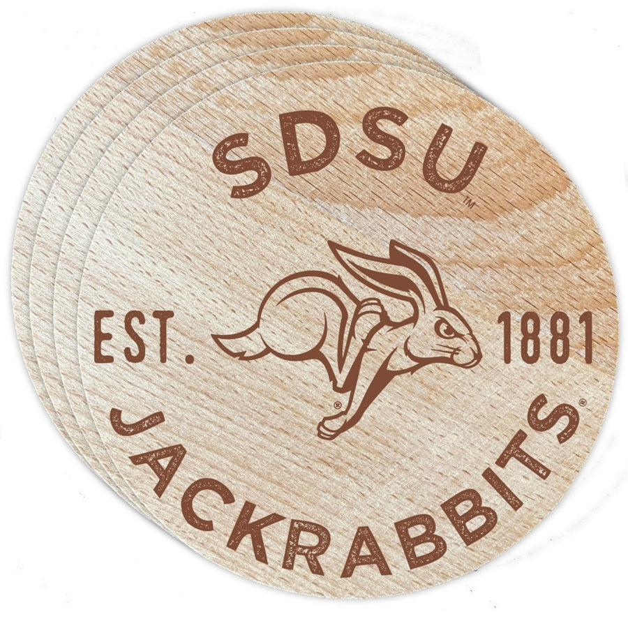 South Dakota State Jackrabbits Officially Licensed Wood Coasters (4-Pack) - Laser Engraved Never Fade Design Image 1