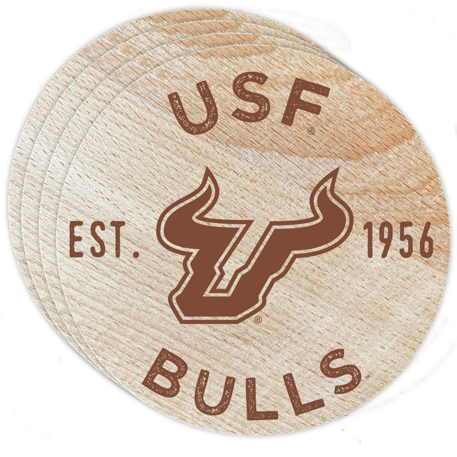 South Florida Bulls Officially Licensed Wood Coasters (4-Pack) - Laser Engraved Never Fade Design Image 1