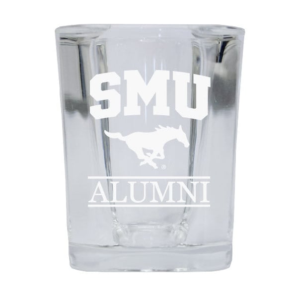 NCAA Southern Methodist University Alumni 2oz Laser Etched Square Shot Glass Image 1