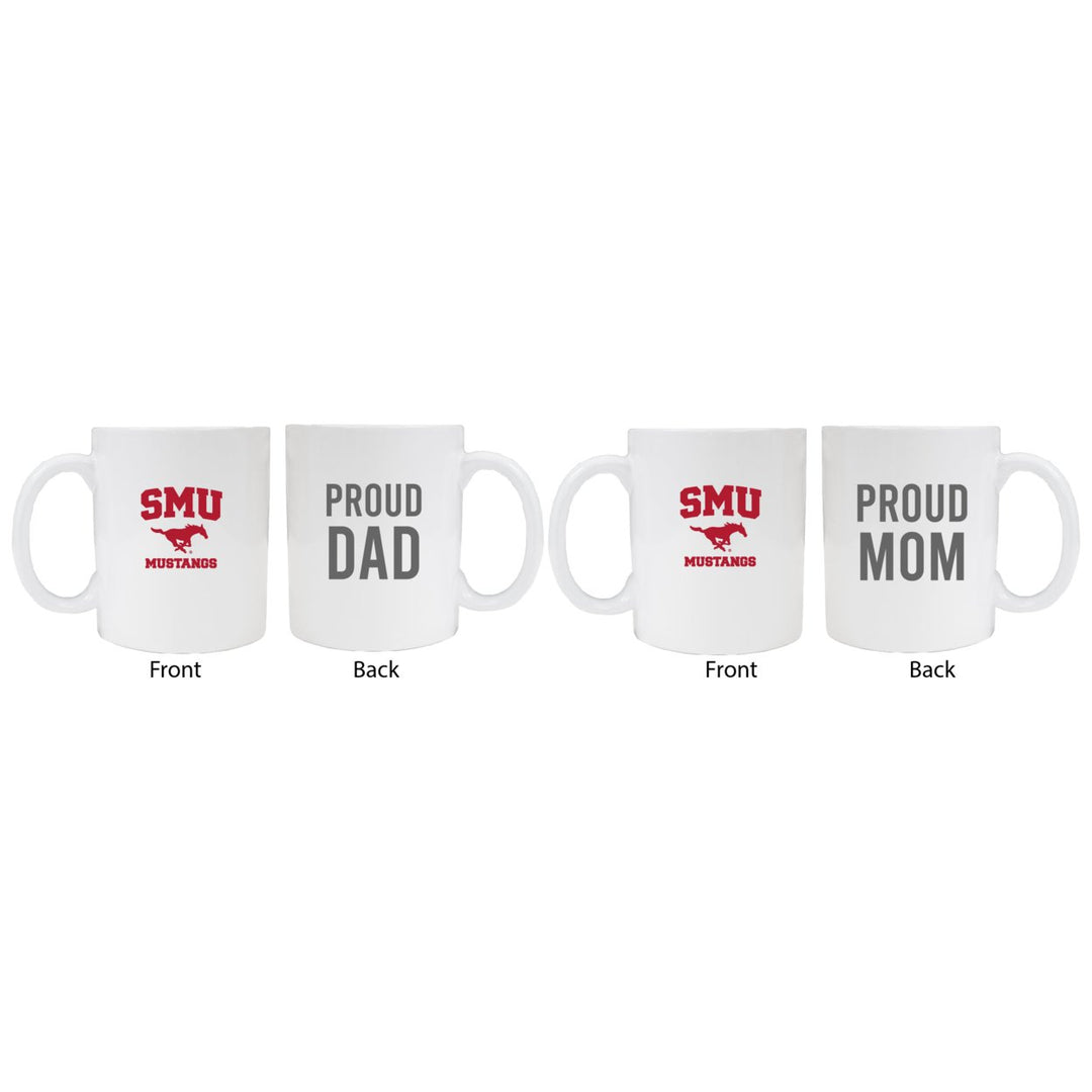 Southern Methodist University Proud Mom And Dad White Ceramic Coffee Mug 2 pack (White). Image 1