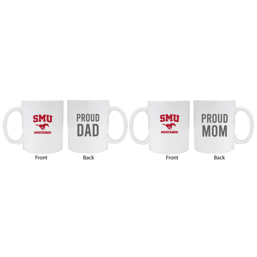 Southern Methodist University Proud Mom And Dad White Ceramic Coffee Mug 2 pack (White) Image 1