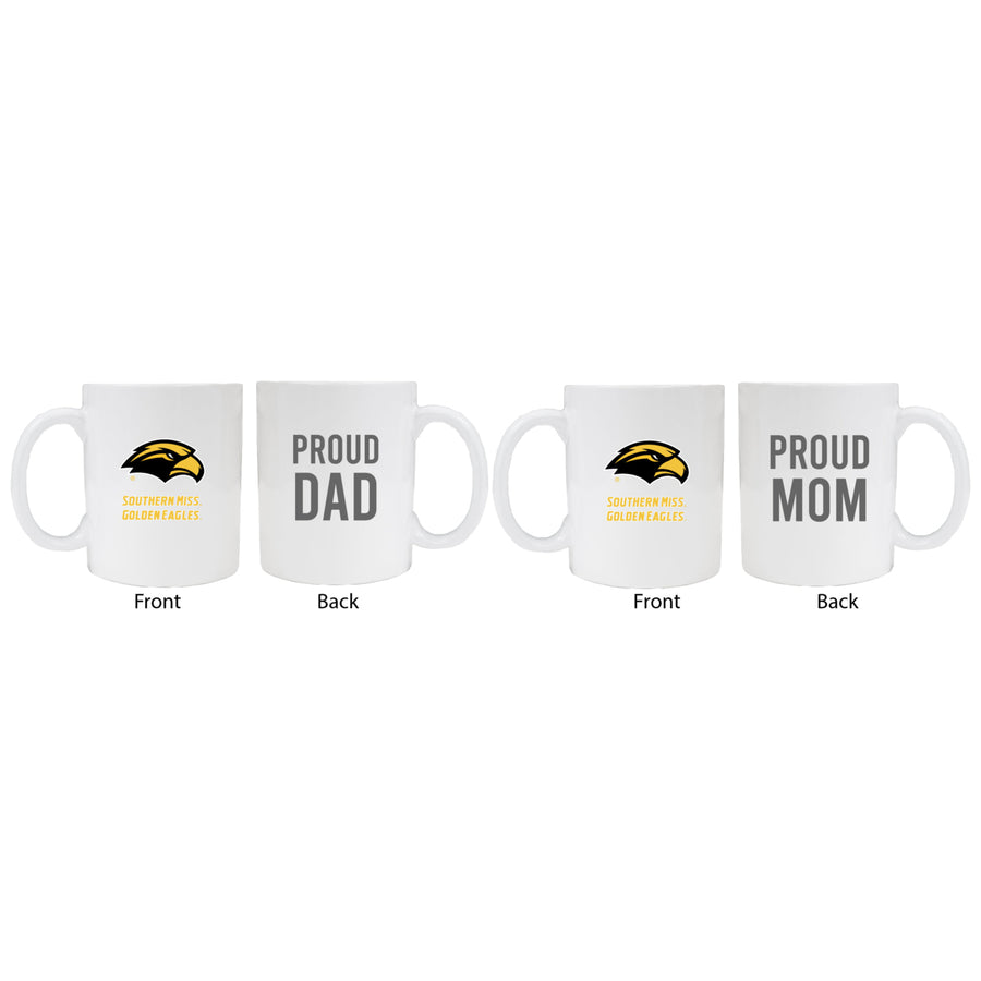 Southern Mississippi Golden Eagles Proud Mom And Dad White Ceramic Coffee Mug 2 pack (White). Image 1