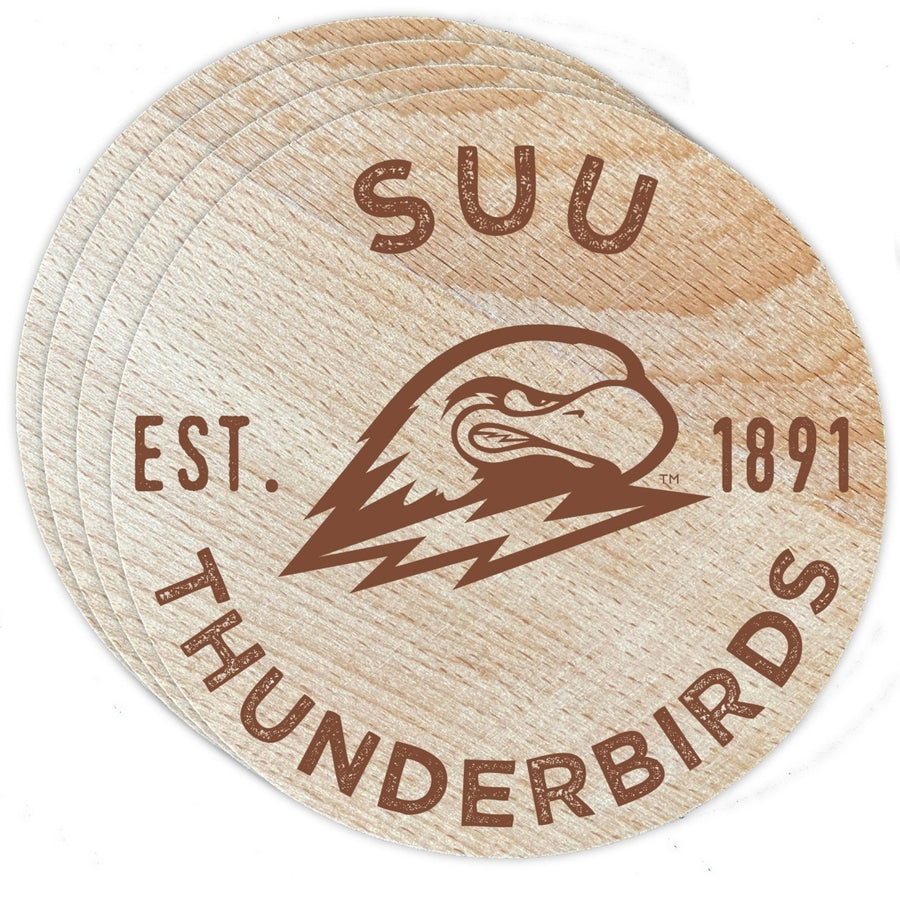 Southern Utah University Officially Licensed Wood Coasters (4-Pack) - Laser Engraved Never Fade Design Image 1