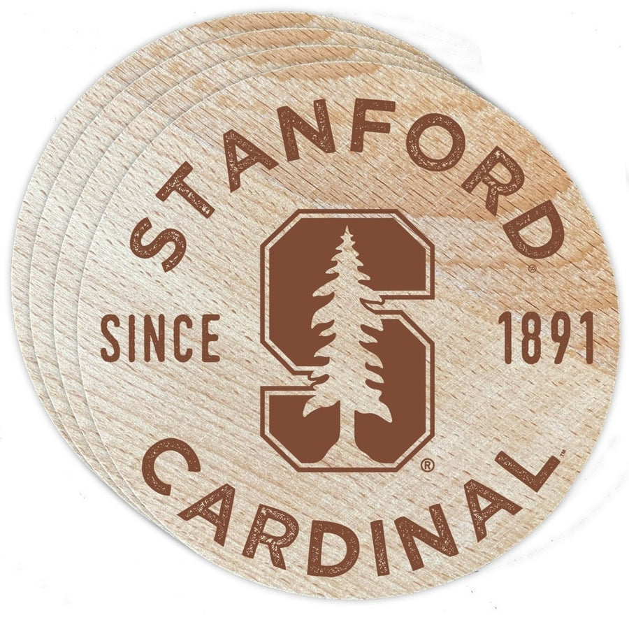 Stanford University Officially Licensed Wood Coasters (4-Pack) - Laser EngravedNever Fade Design Image 1