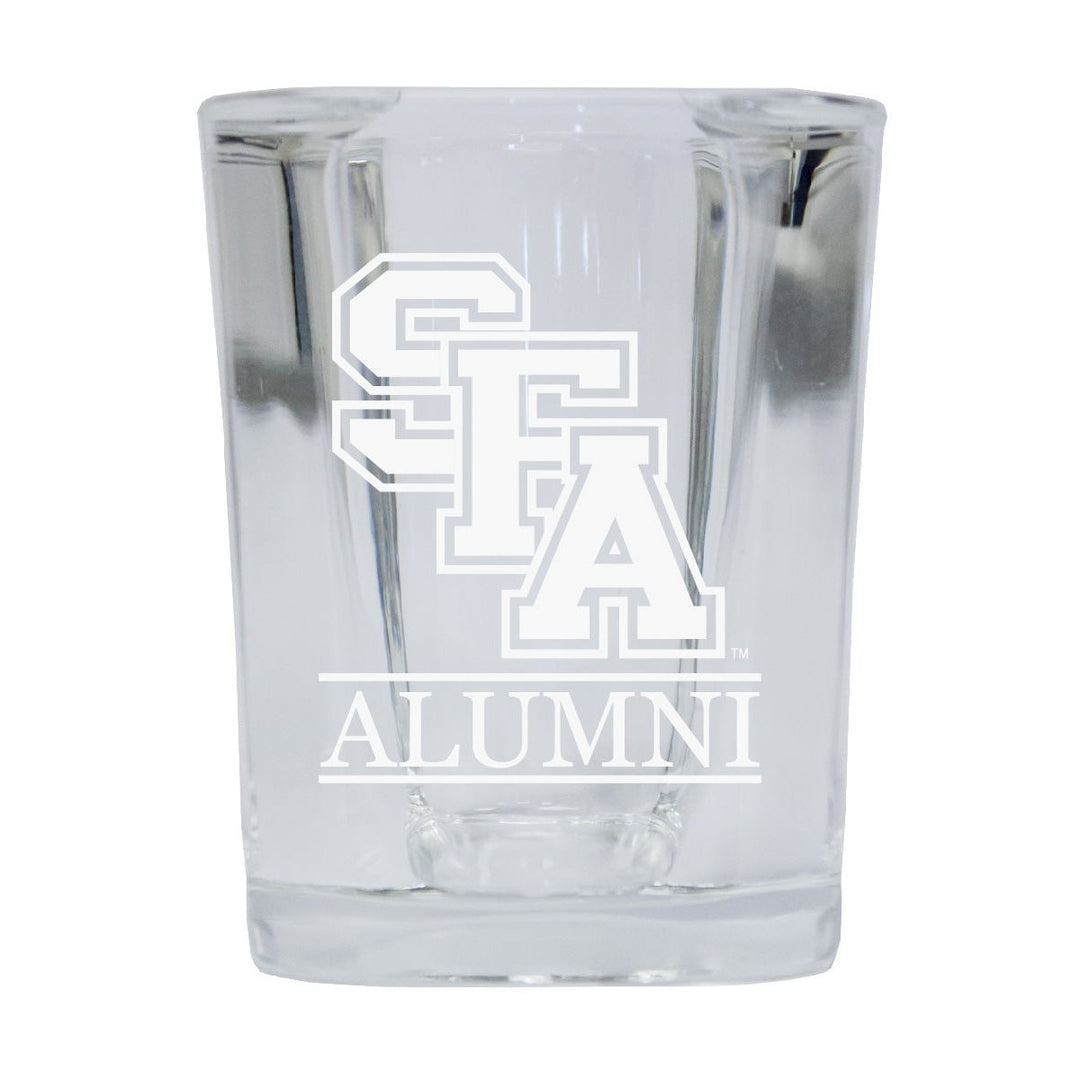 NCAA Stephen F. Austin State University Alumni 2oz Laser Etched Square Shot Glass Image 1