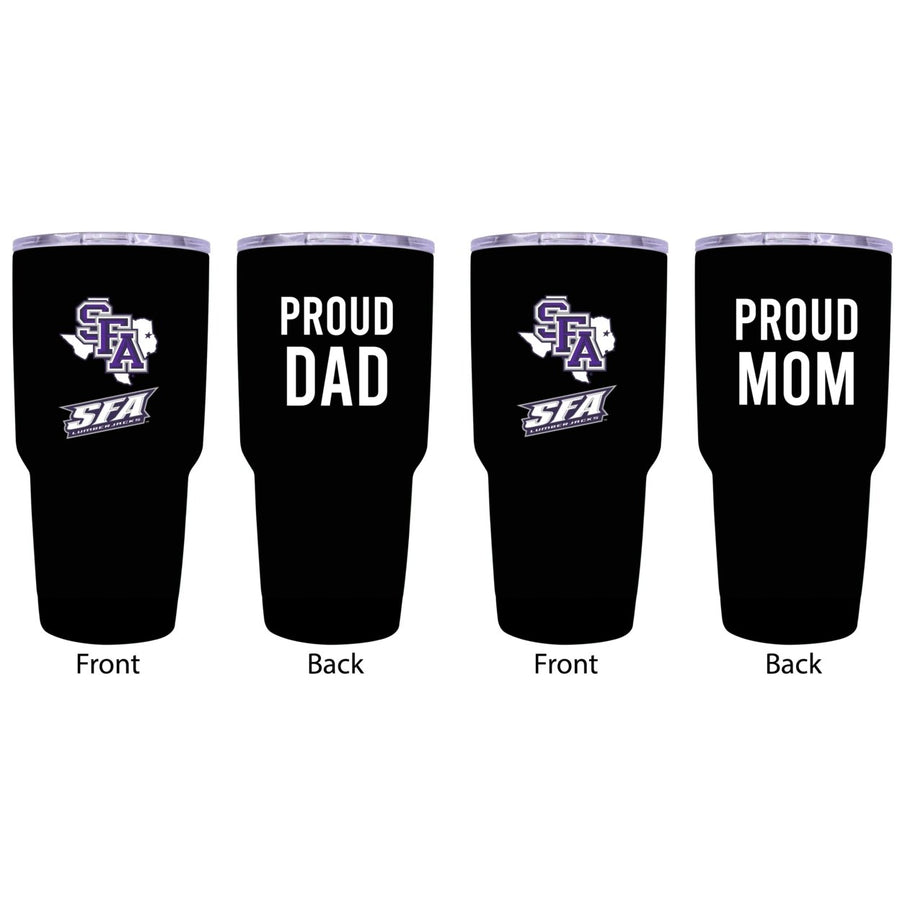 Stephen F. Austin State University Proud Parent 24 oz Insulated Tumblers Set - Black Mom and Dad Edition Image 1