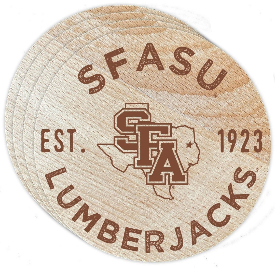 Stephen F. Austin State University Officially Licensed Wood Coasters (4-Pack) - Laser EngravedNever Fade Design Image 1