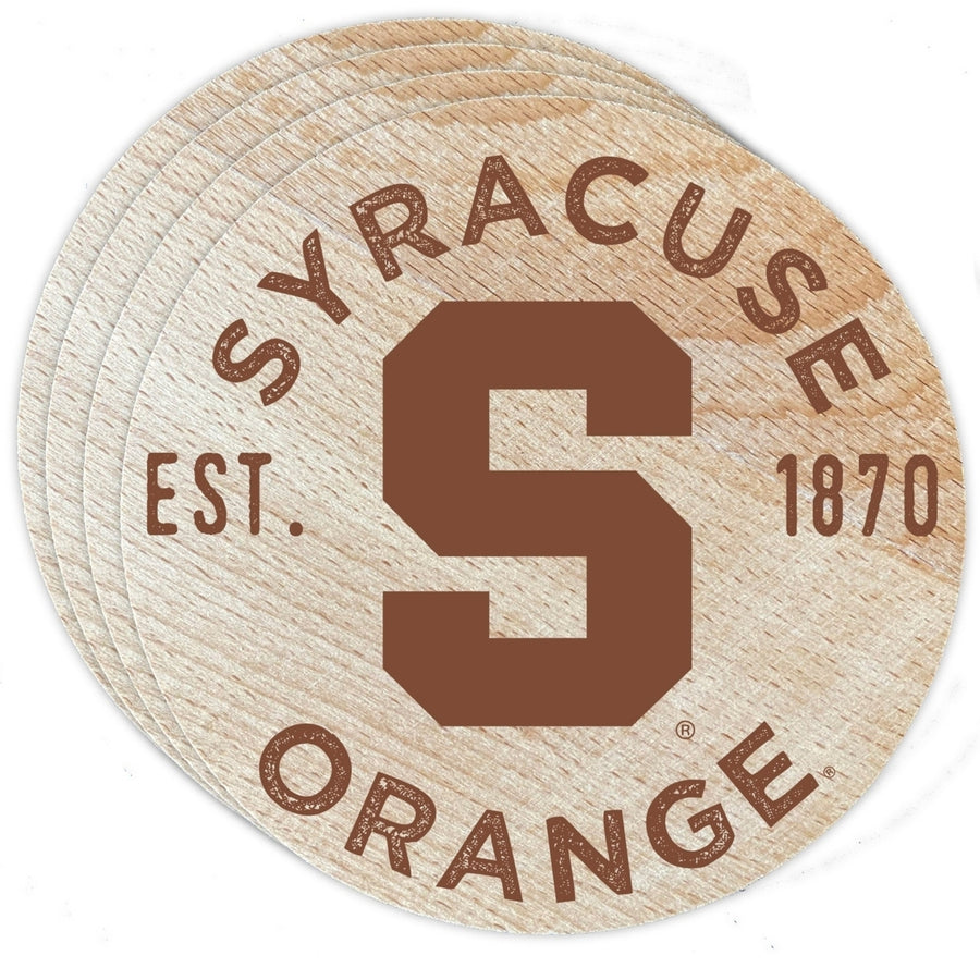 Syracuse Orange Officially Licensed Wood Coasters (4-Pack) - Laser Engraved Never Fade Design Image 1