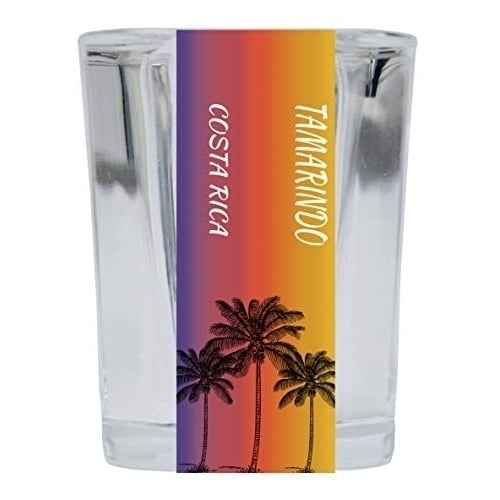 Tamarindo Costa Rica 2 Ounce Square Shot Glass Palm Tree Design Image 1