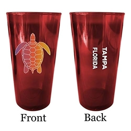 Tampa Florida Souvenir 16 oz Red Plastic Pint Glass 4-Pack Image 1