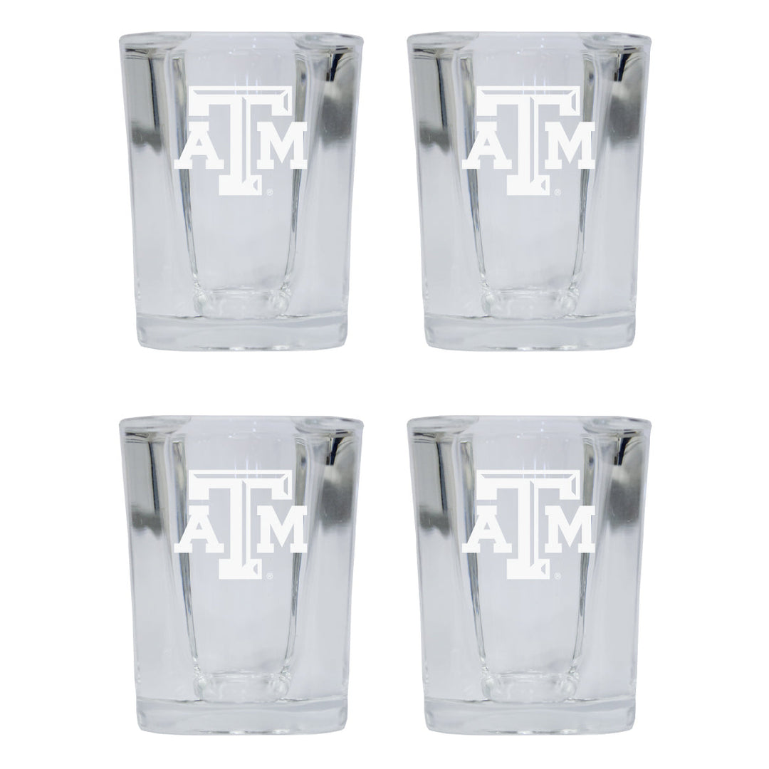 Texas AandM Aggies NCAA Collectors Edition 2oz Square Shot Glass - Laser Etched Logo 4-Pack Image 1