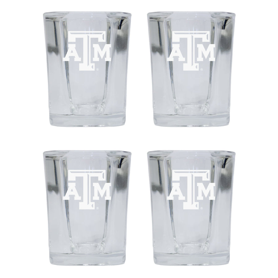 Texas AandM Aggies NCAA Collectors Edition 2oz Square Shot Glass - Laser Etched Logo 4-Pack Image 1