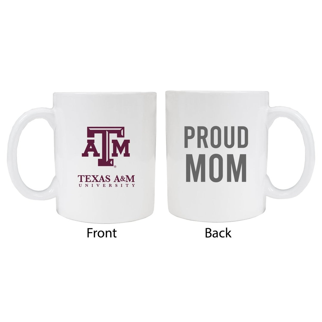 Texas AandM Aggies Proud Mom Ceramic Coffee Mug - White (2 Pack) Image 1