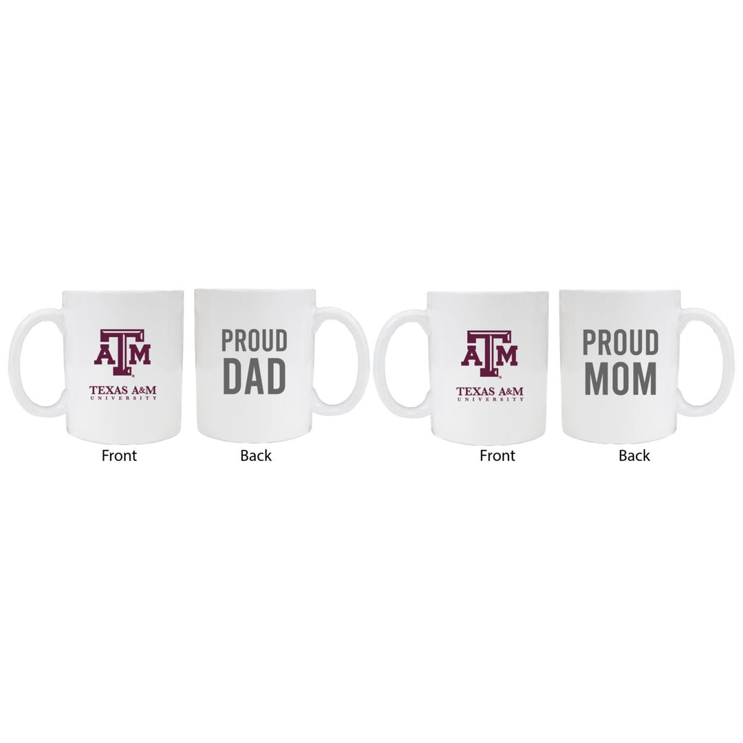 Texas AandM Aggies Proud Mom And Dad White Ceramic Coffee Mug 2 pack (White) Image 1