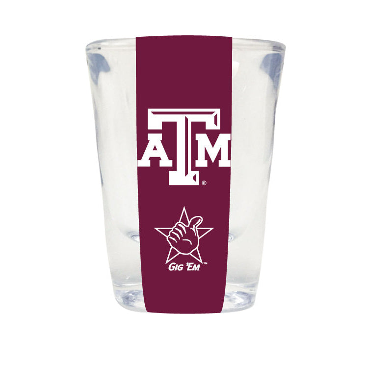 Texas AandM Aggies NCAA Legacy Edition 2oz Round Base Shot Glass Clear Image 1