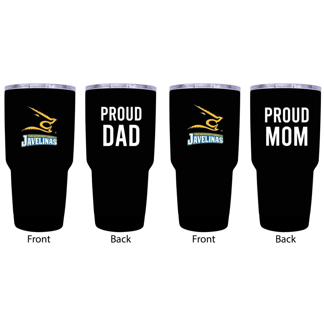 Texas AandM Kingsville Javelinas Proud Parent 24 oz Insulated Tumblers Set - Black Mom and Dad Edition Image 1