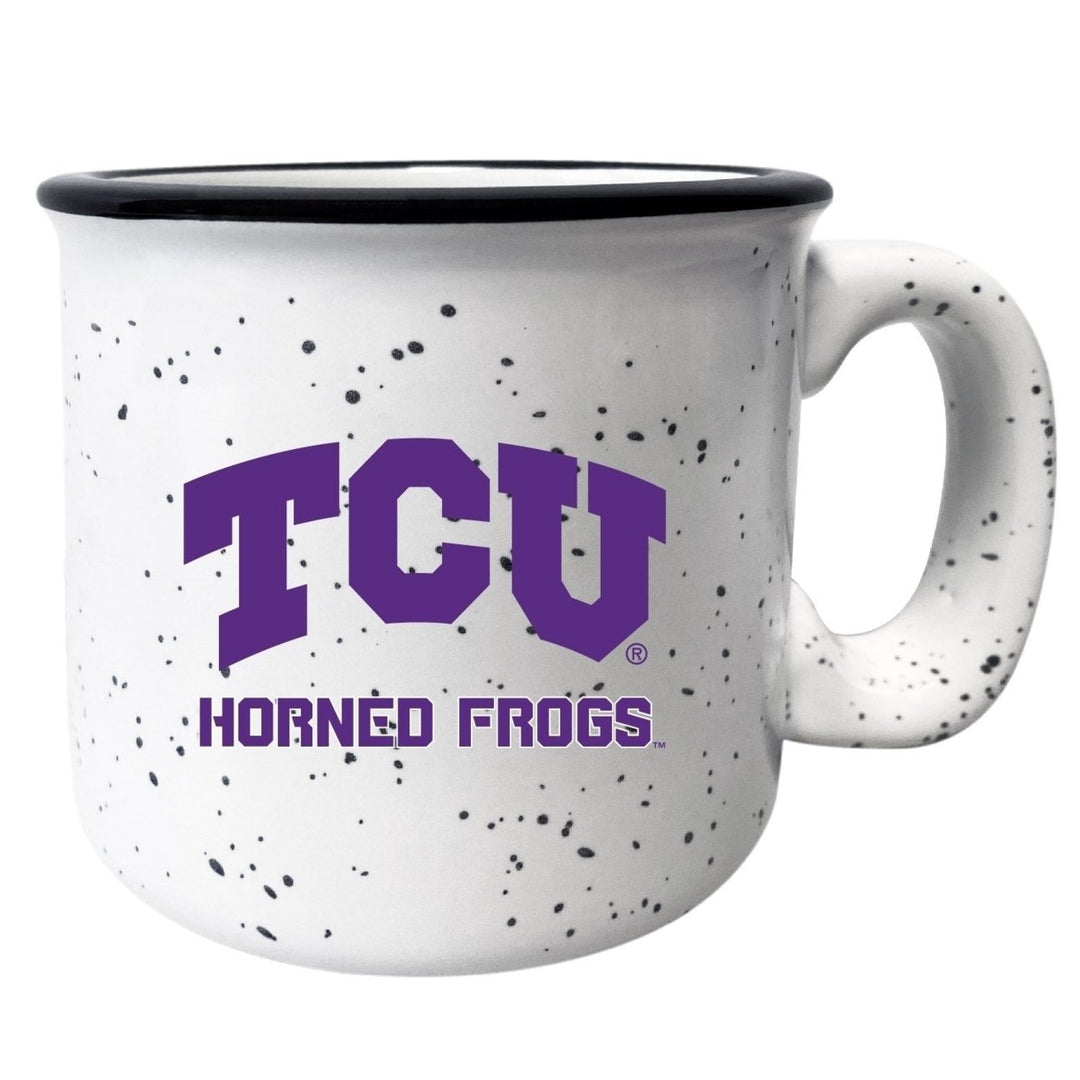 Texas Christian University 8 oz Speckled Ceramic Camper Coffee Mug White (White). Image 1