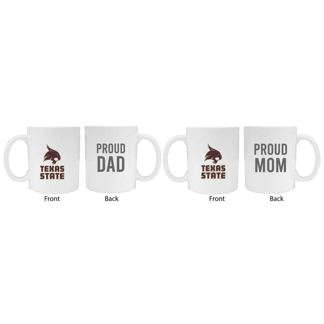 Texas State Bobcats Proud Mom And Dad White Ceramic Coffee Mug 2 pack (White) Image 1