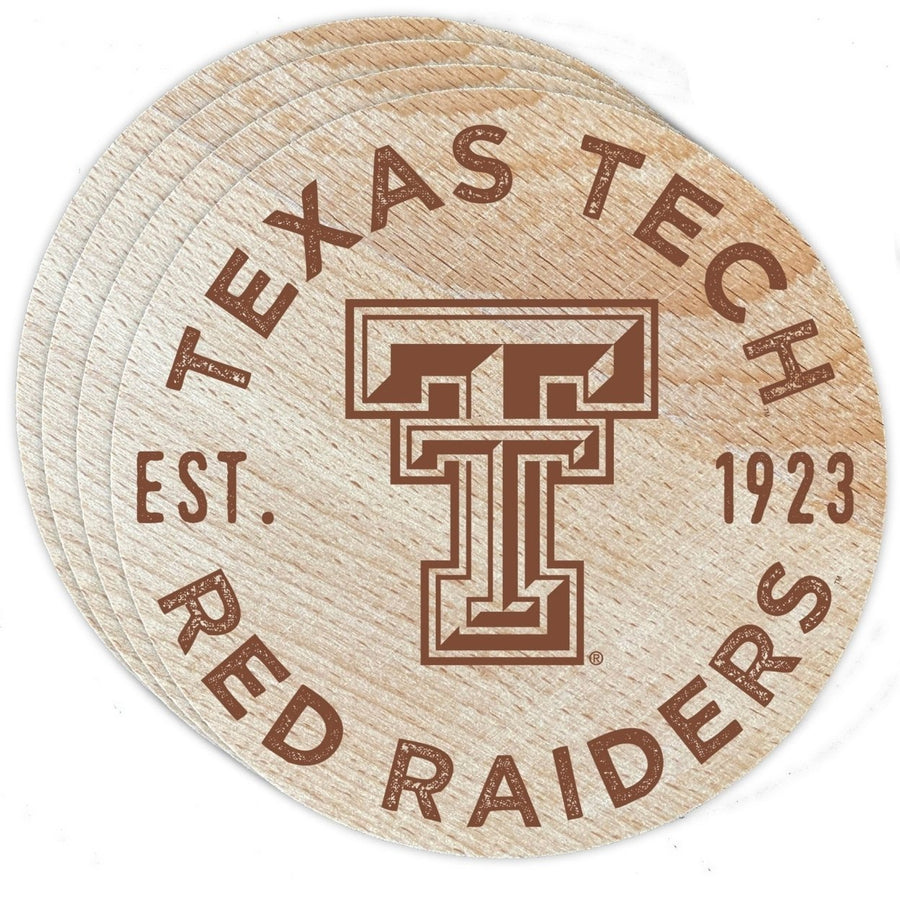 Texas Tech Red Raiders Officially Licensed Wood Coasters (4-Pack) - Laser EngravedNever Fade Design Image 1
