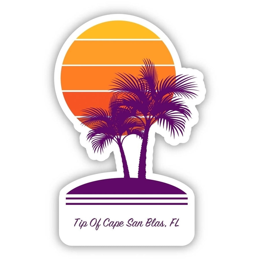 Tip Of Cape San Blas Florida Souvenir 4 Inch Vinyl Decal Sticker Palm design Image 1