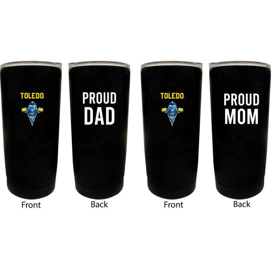 Toledo Rockets NCAA Insulated Tumbler - 16oz Stainless Steel Travel Mug Proud Mom and Dad Design Black Image 1