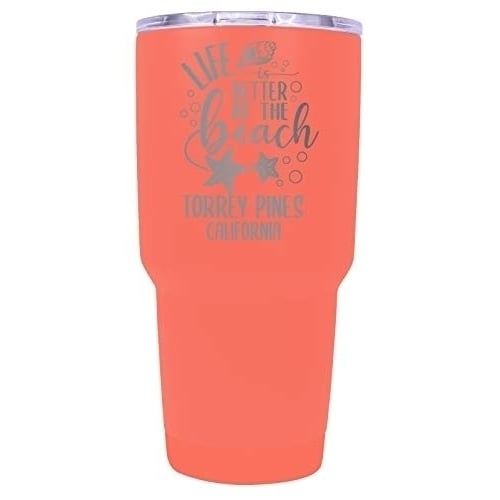 Torrey Pines California Souvenir Laser Engraved 24 Oz Insulated Stainless Steel Tumbler Coral Image 1