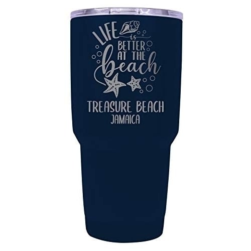 Treasure Beach Jamaica Souvenir Laser Engraved 24 Oz Insulated Stainless Steel Tumbler Navy Image 1