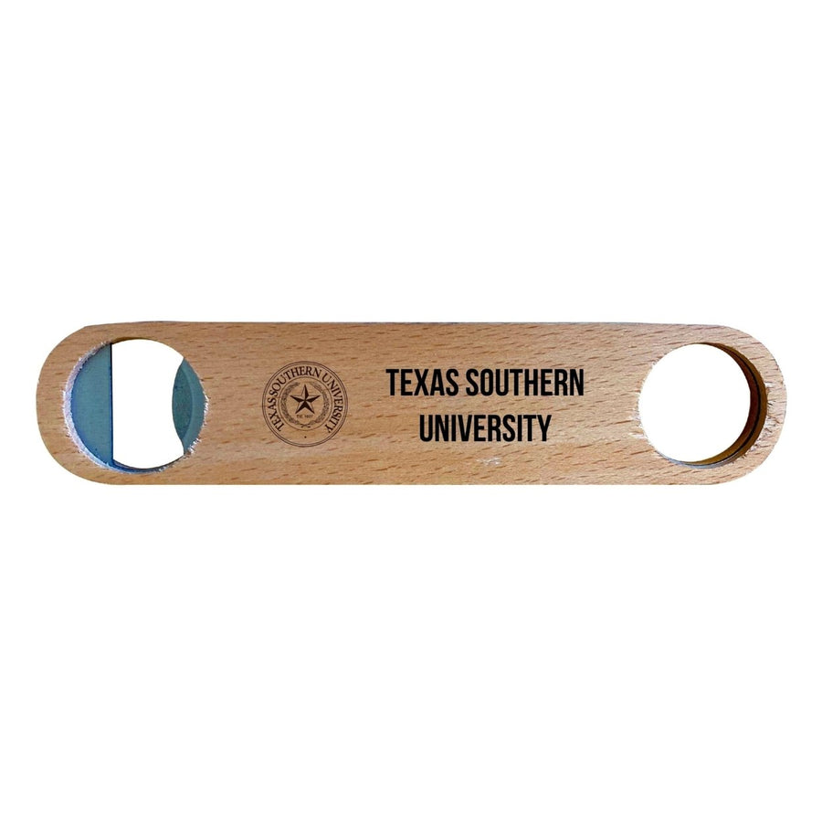 Troy University NCAA Elegant Laser-Etched Wooden Bottle Opener - Collegiate Bar Accessory Image 1