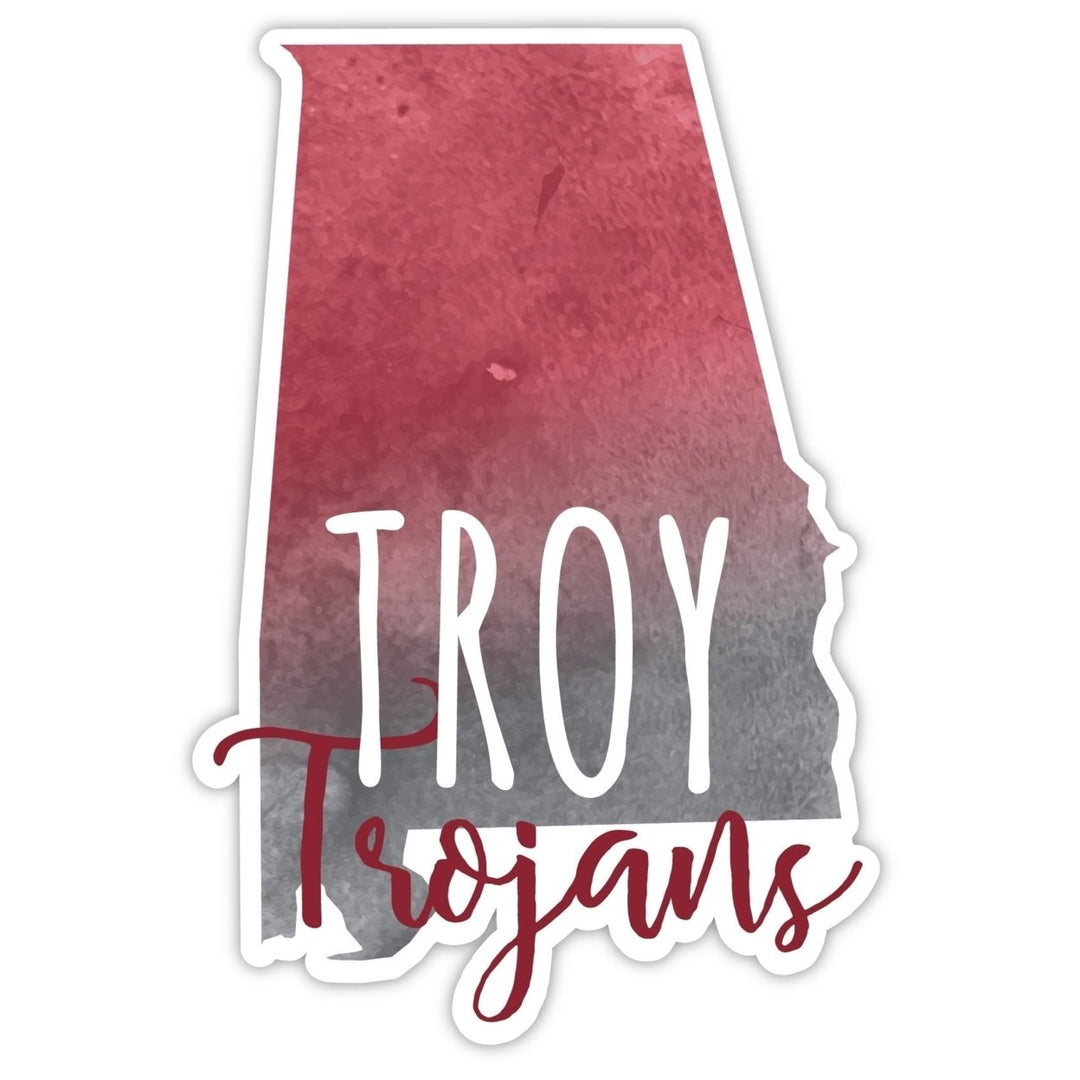 Troy University 2-Inch on one of its sides Watercolor Design NCAA Durable School Spirit Vinyl Decal Sticker Image 1