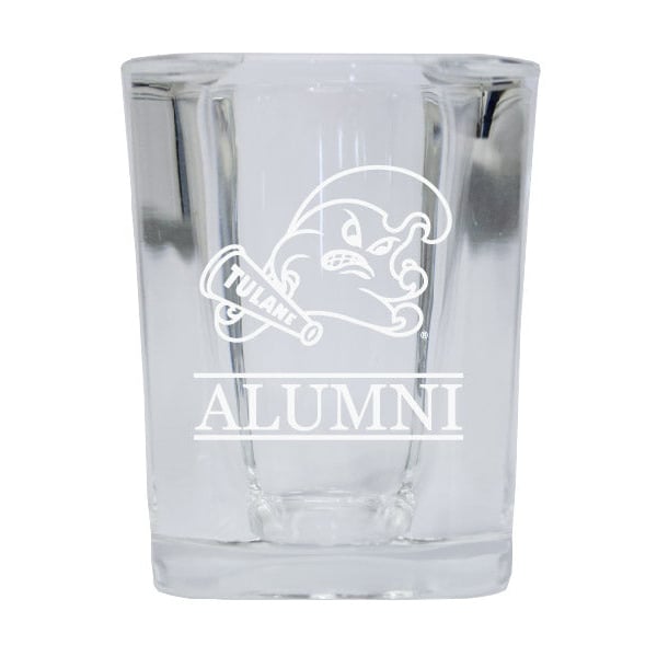 NCAA Tulane University Green Wave Alumni 2oz Laser Etched Square Shot Glass Image 1