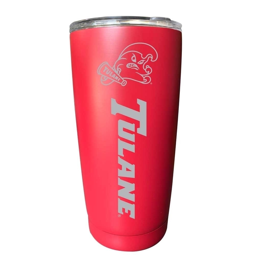 Tulane University Green Wave Etched 16 oz Stainless Steel Tumbler (Choose Your Color) Image 2
