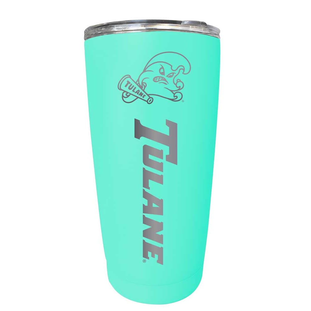 Tulane University Green Wave NCAA Laser-Engraved Tumbler - 16oz Stainless Steel Insulated Mug Choose Your Color Image 1